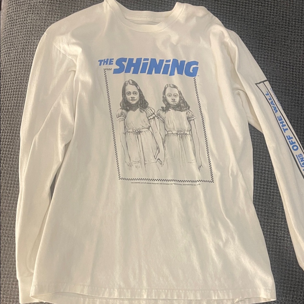 Mens Long-Sleeve Graphic Tee - The Shining Print in White/Blue, size M